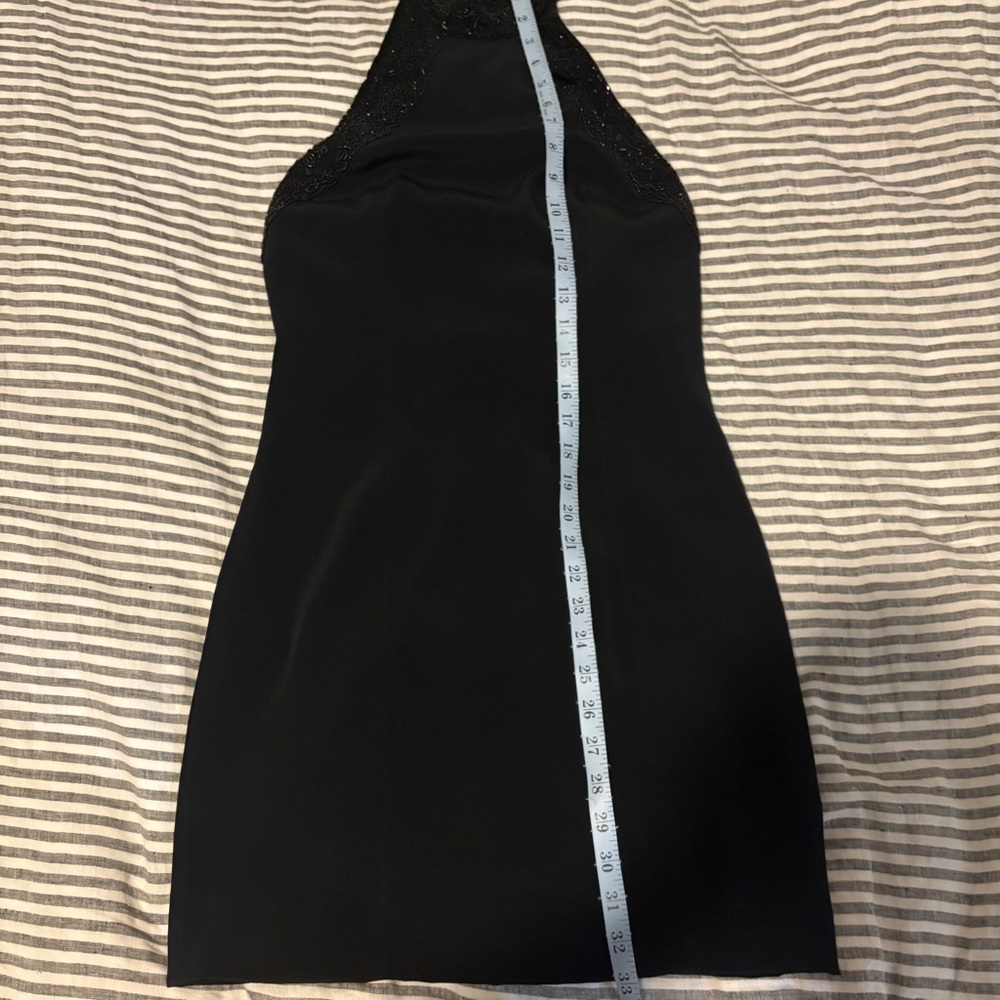 Vintage beaded backless halter mini dress, LBD little black dress - Picture 7 of 16